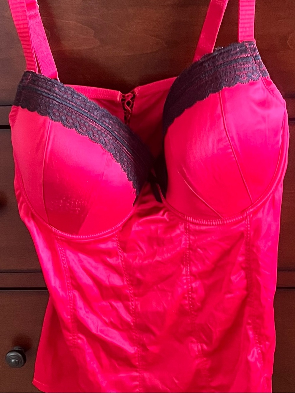 Red Corset Style  Bustier Top with Straps Size 40DDD (40F)